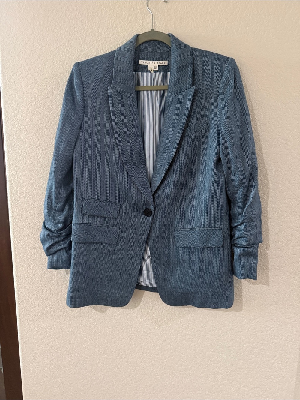Veronica Beard Slate Blue Single-Button Blazer